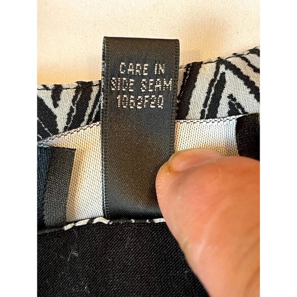 IZ Byer Womens Asymmetrical Blouse Top Chevron O Ring Halter Neck Black White S - Picture 6 of 6